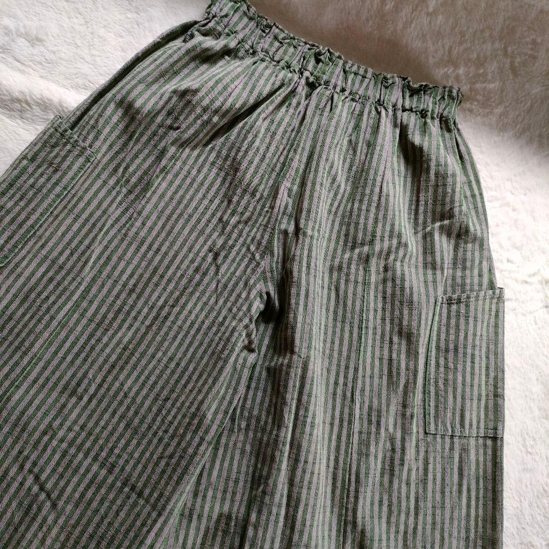 【✨極美品✨】ヤンマ産業◎会津木綿YAMMAキュロット ガウチョパンツ　棒縞