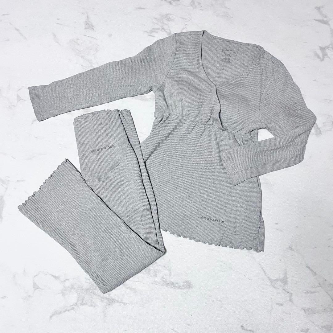 gelato pique ジェラートピケ マタニティパジャマ　上下セット　グレー