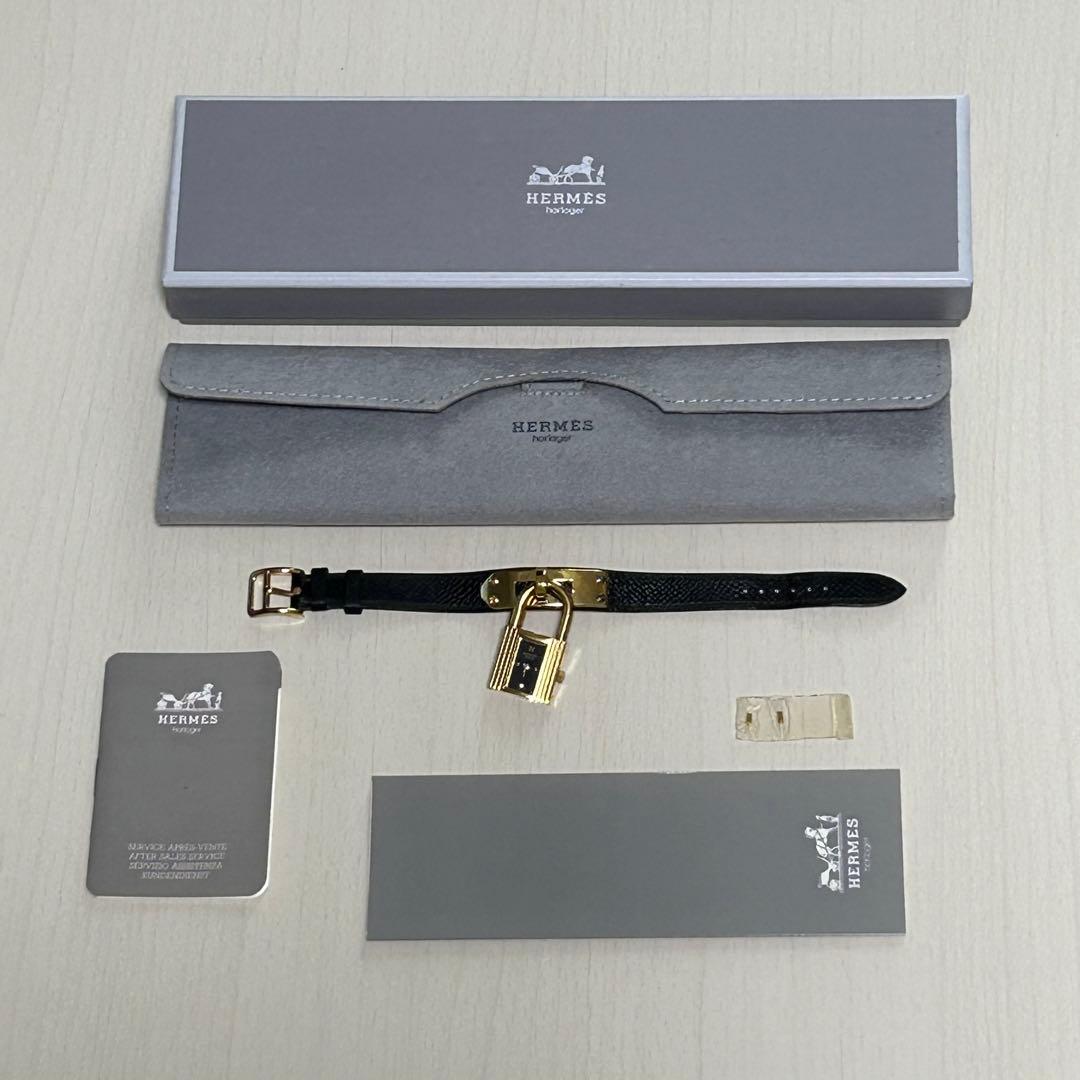 HERMES アナログ腕時計 ブラックレザー