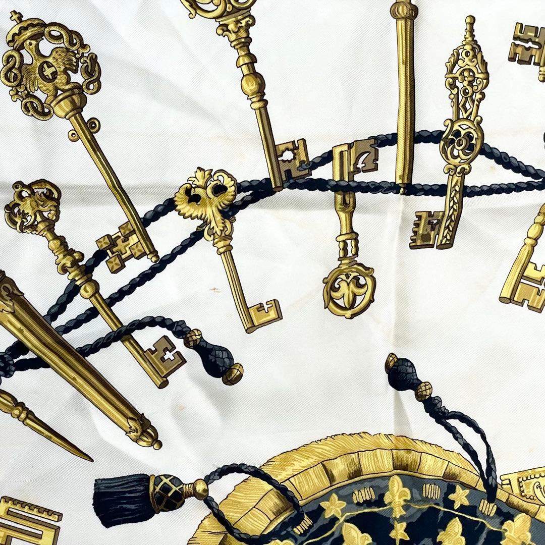 エルメス　シルク　89cm スカーフ　ネイビー　M