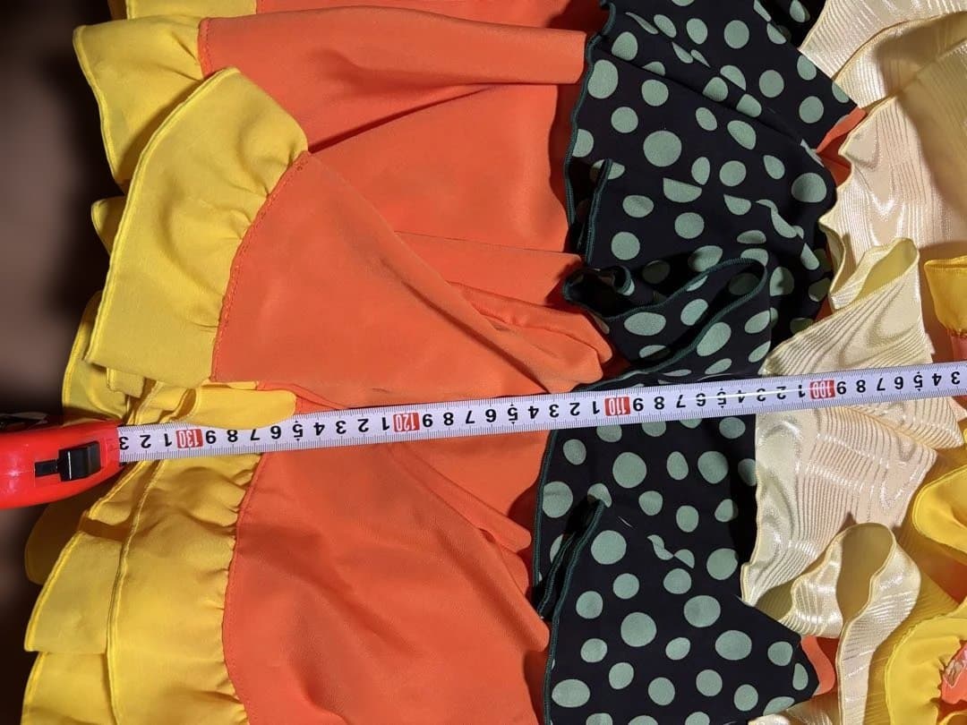 フラメンコドレス オレンジ 多層フリル