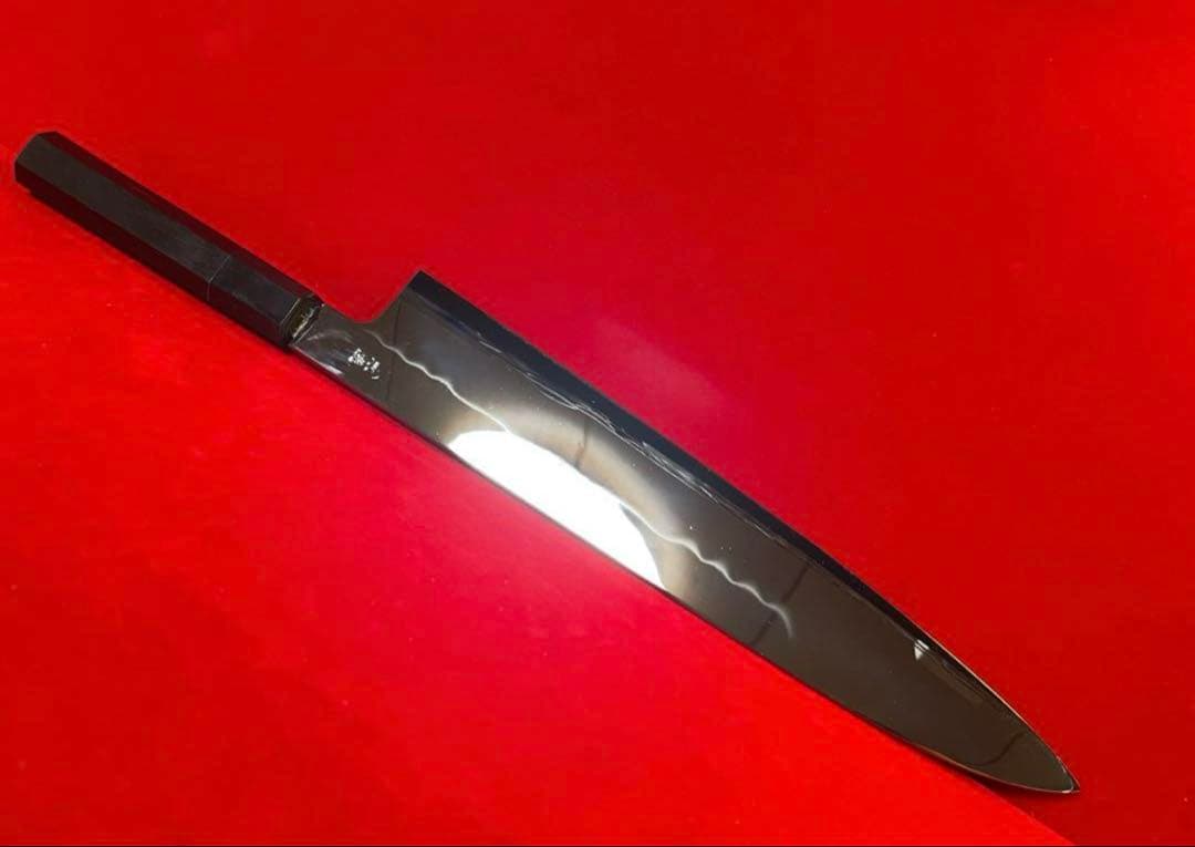 包丁　牛刀　本焼　富士山波紋残月波紋 高級ステンレス