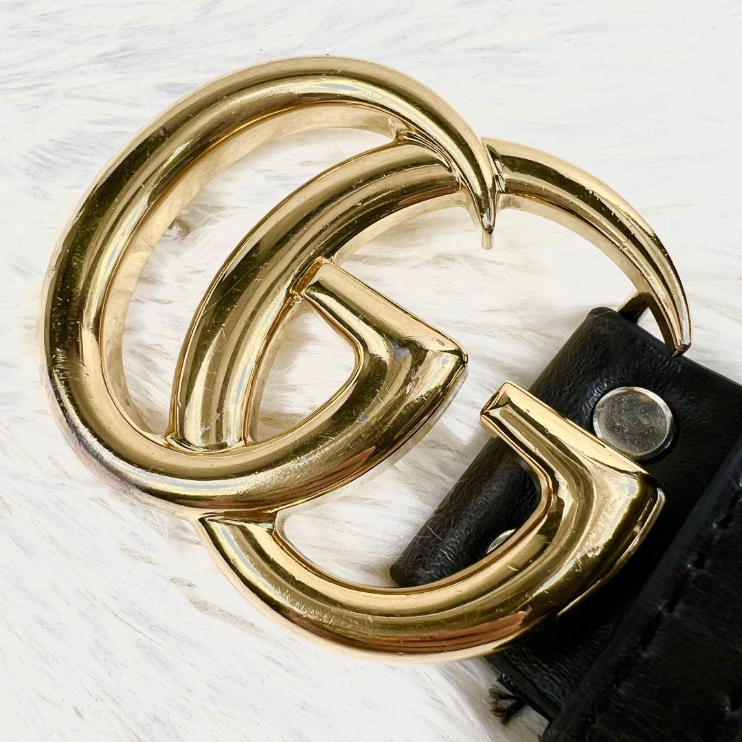 極美品✨GUCCI ベルト 黒 マーモント ゴールド金具 ダブルG