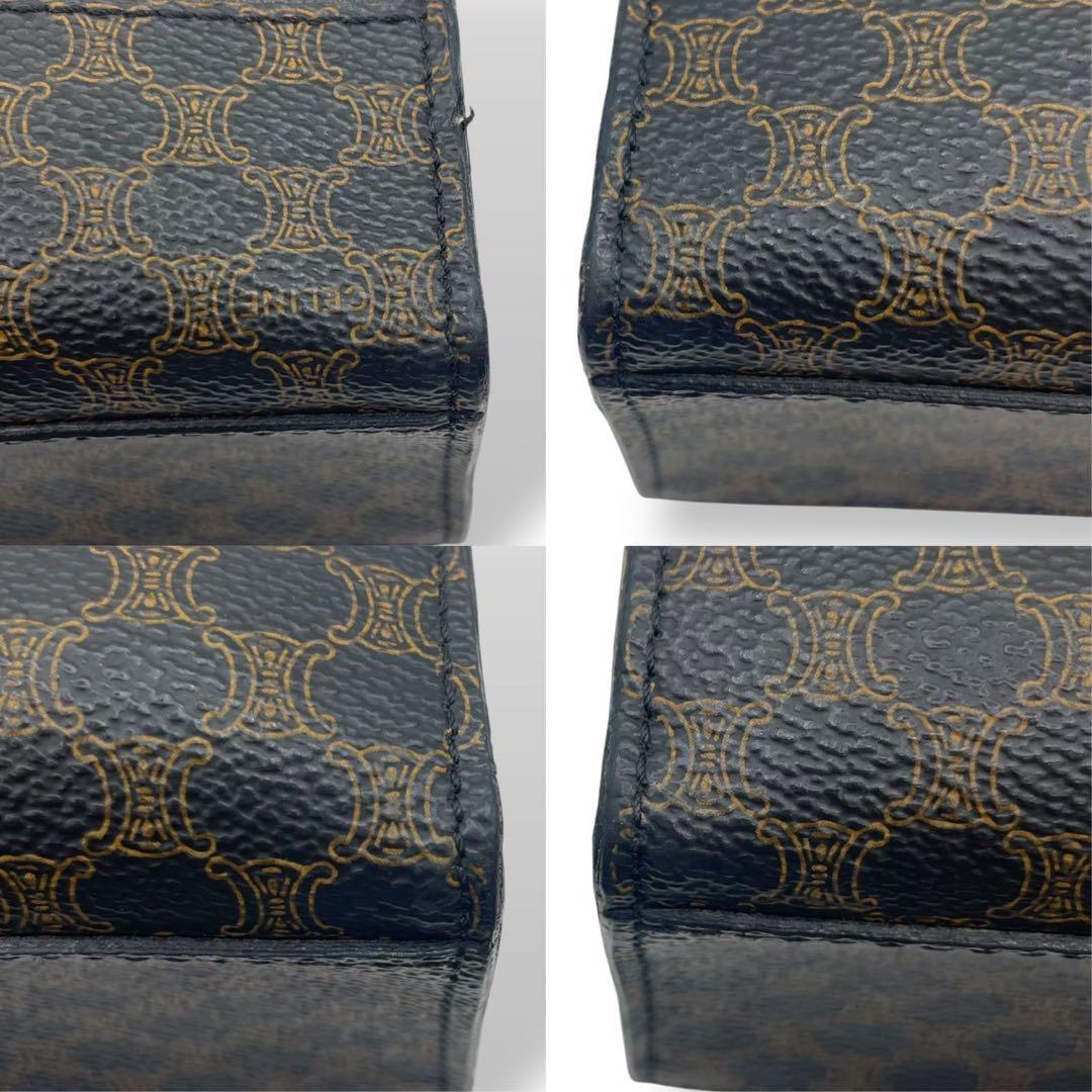 良品　オールドセリーヌ　トートバッグ　ボーダー　マカダム　レザー　PVC 黒