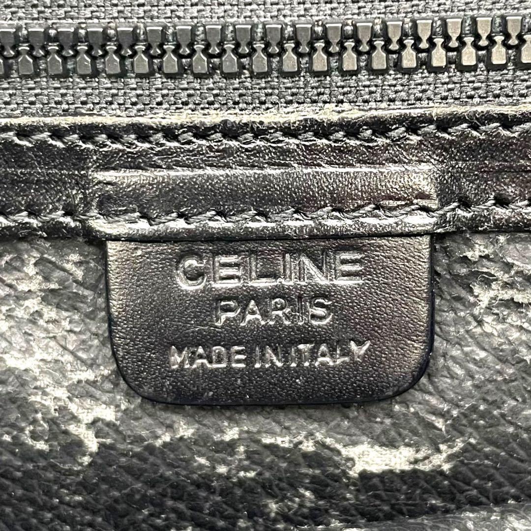 良品　オールドセリーヌ　トートバッグ　ボーダー　マカダム　レザー　PVC 黒