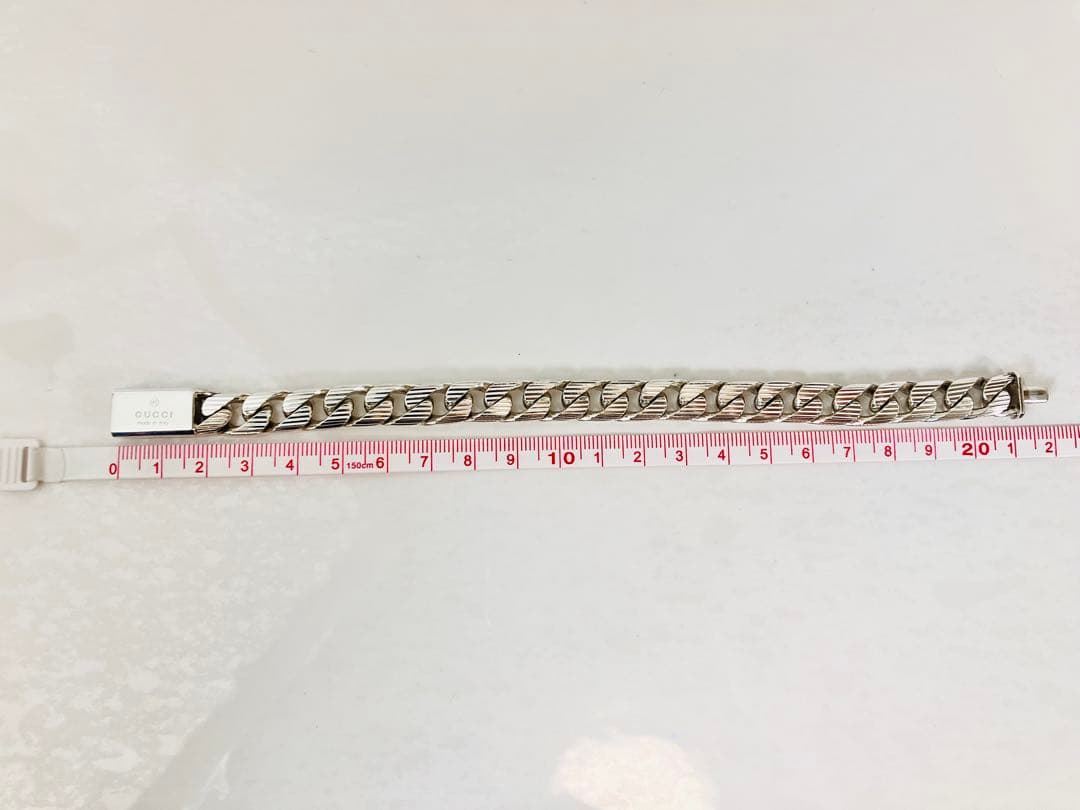 【超美品】GUCCI 喜平チェーン ストライプ ブレスレット シルバー925