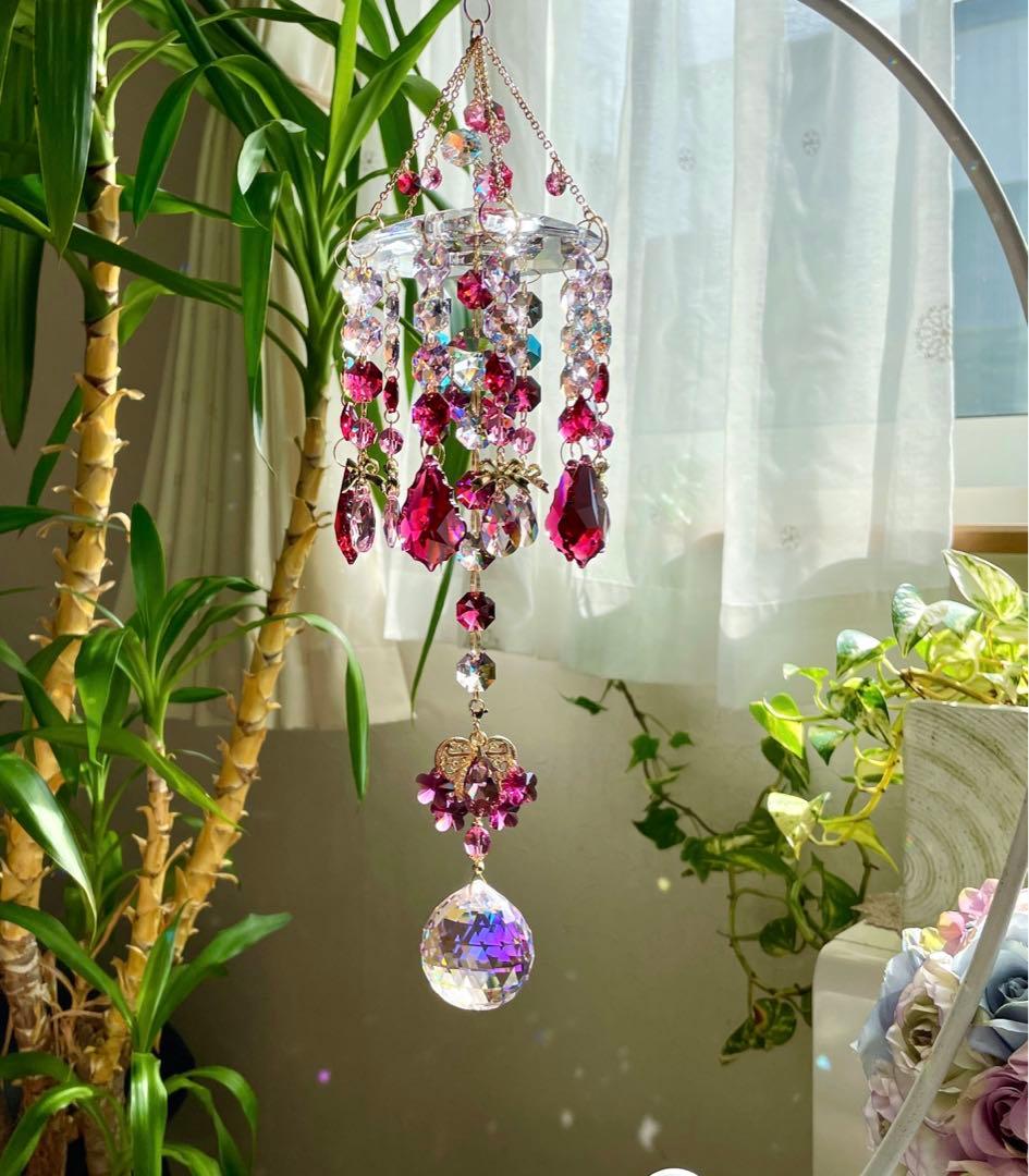 サンキャッチャー スワロフスキー シャンデリア皿90mm＆ロザリンB.AB