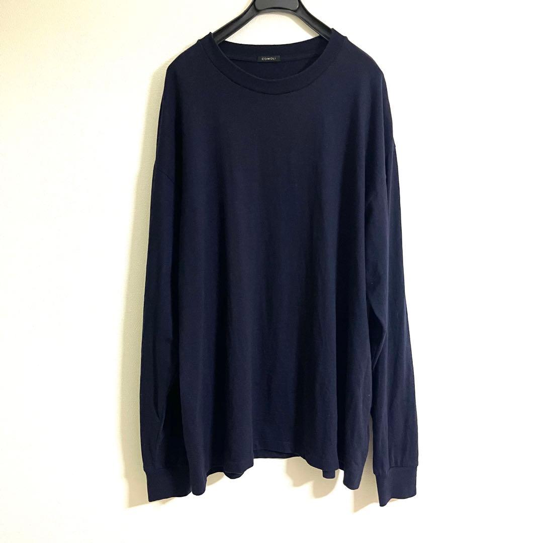 COMOLI 空紡天竺 長袖クルー 2023SS ネイビー サイズ3