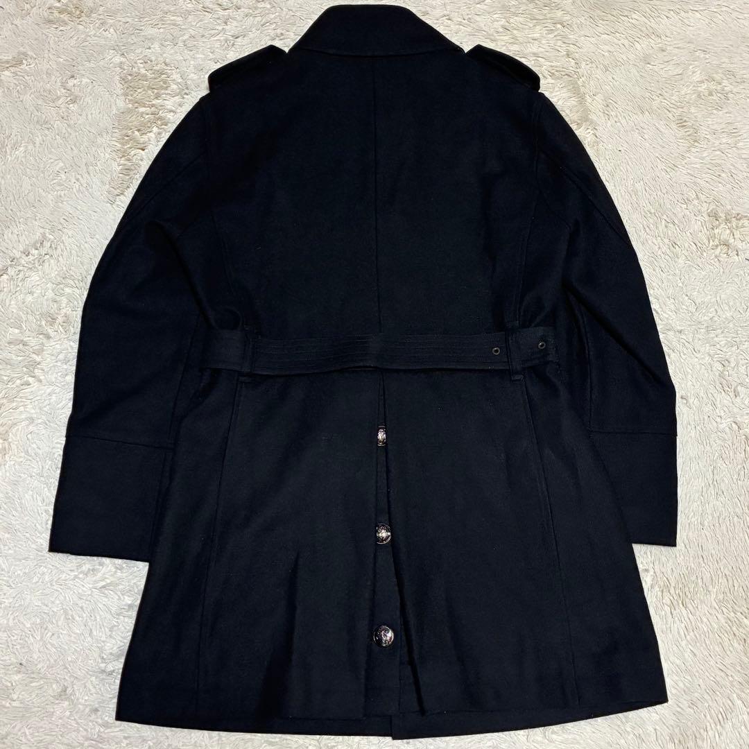 BURBERRY 銀ボタン ベルト カシミヤ マリンコート ノバチェック