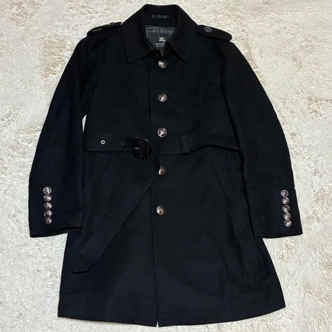 BURBERRY 銀ボタン ベルト カシミヤ マリンコート ノバチェック