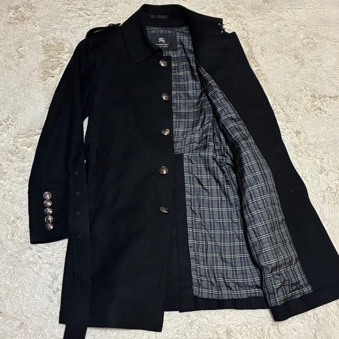 BURBERRY 銀ボタン ベルト カシミヤ マリンコート ノバチェック
