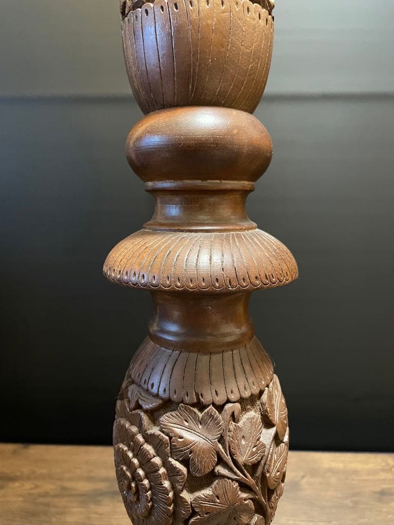 アンティーク　フロアランプ フロアライト　木彫