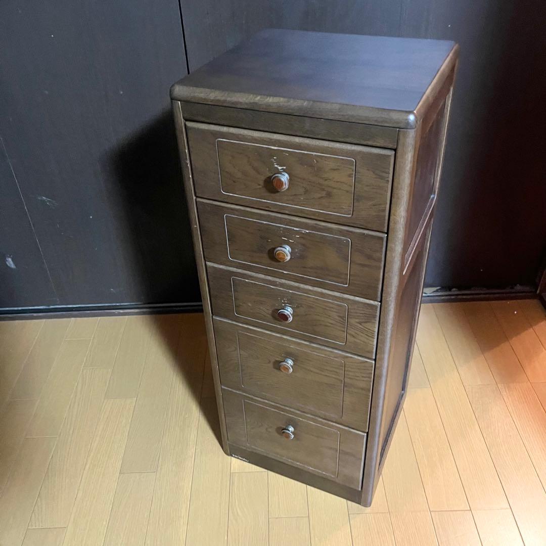 カリモク タンス チェスト5段 引き出し 天然木（ナラ） スリムチェスト