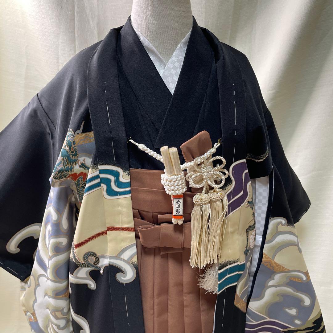 黒地龍と兜伝統柄☆七五三　男の子　５歳着物セット