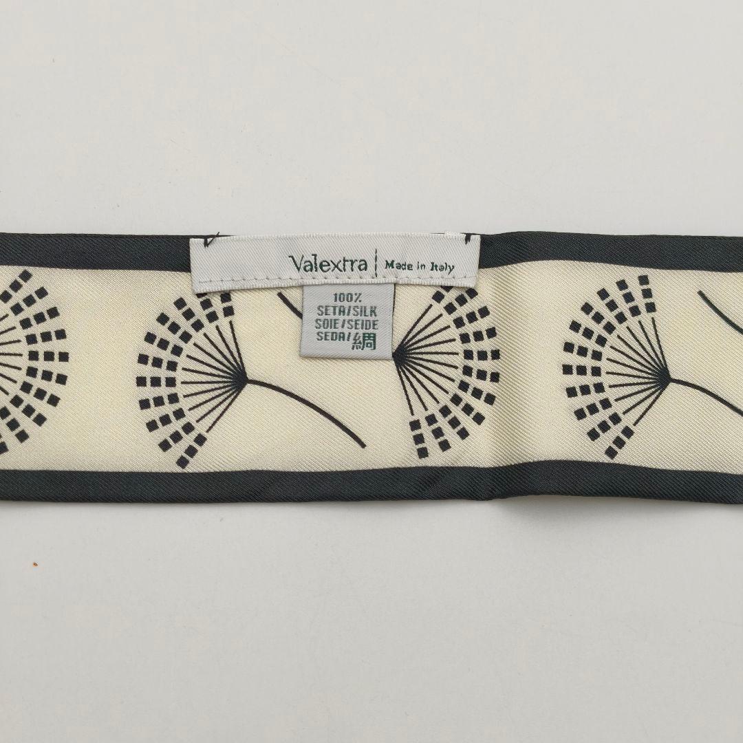 【美品】 ヴァレクストラ Valextra フラワー シルク バンド モノクロ