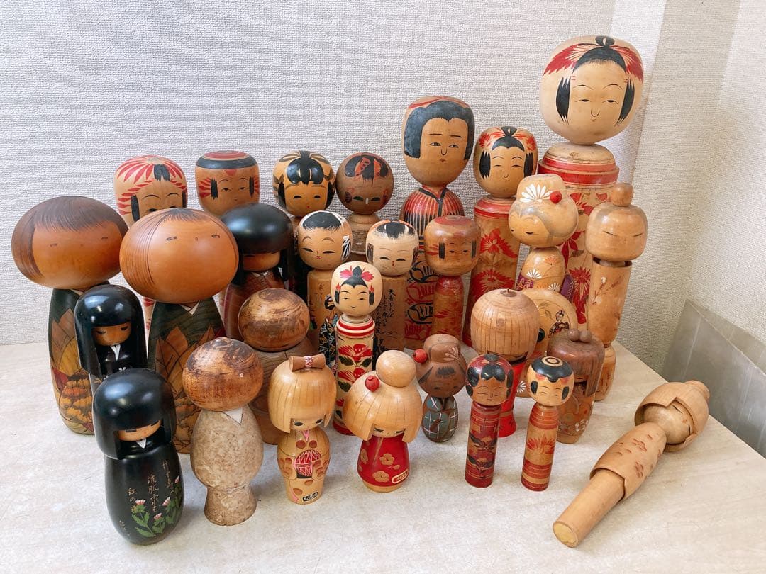 n*u様 こけし 28体 まとめ売り★昭和レトロ 郷土玩具 創作こけし 伝統こけ