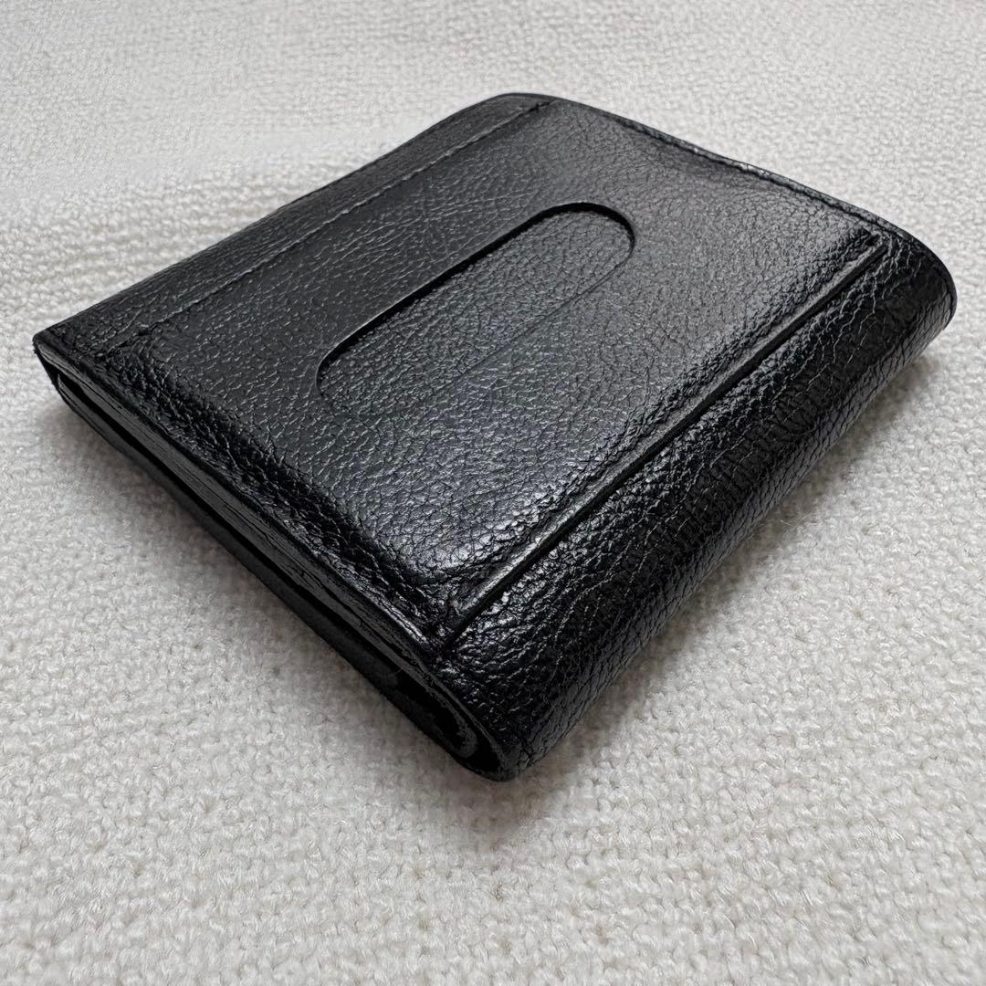 イルビゾンテ 折り財布 シボ革 ブラック 本革 レザー ウォレット コンパクト