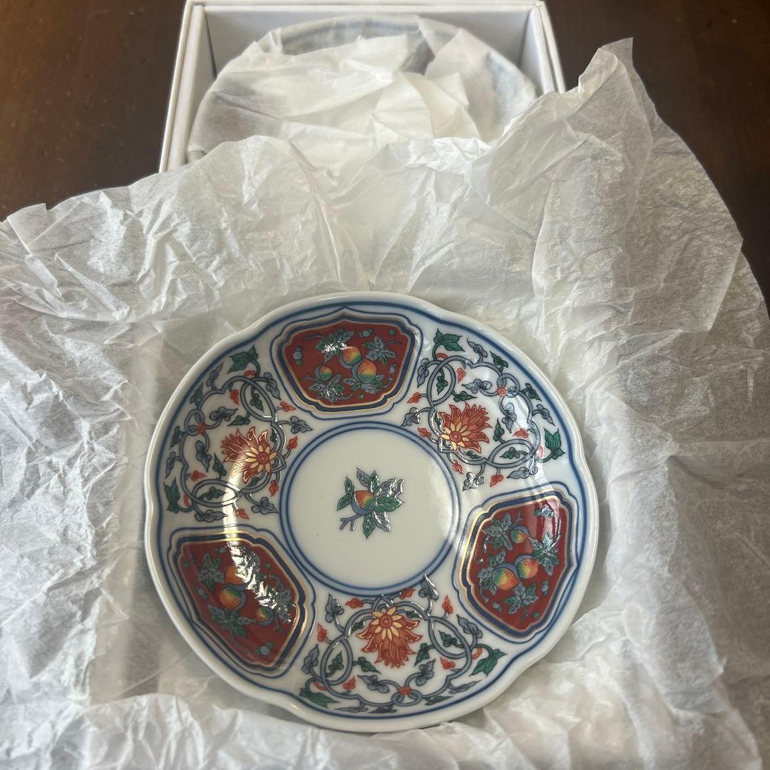 有田焼　賞美堂　其泉　染錦草花果実文　小皿　豆皿　５枚　新品