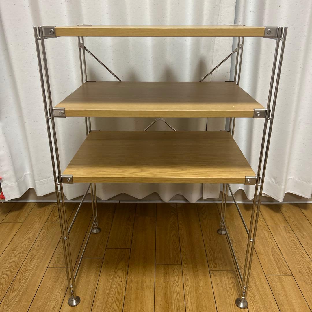 無印良品ステンレスユニットシェルフ　オーク材棚セット　小