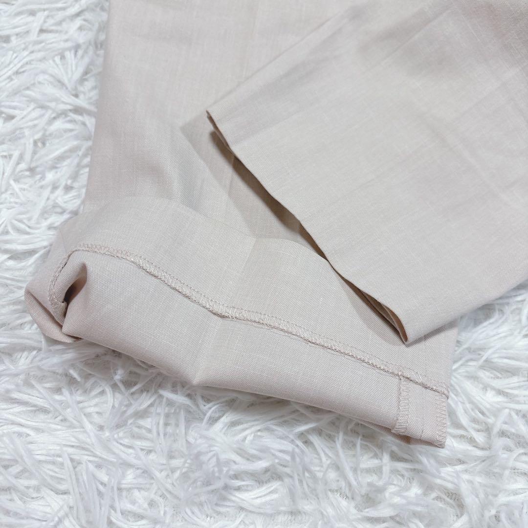 シップス ノーカラー　スーツセットアップ アイボリー ピンク　リネン　38 M