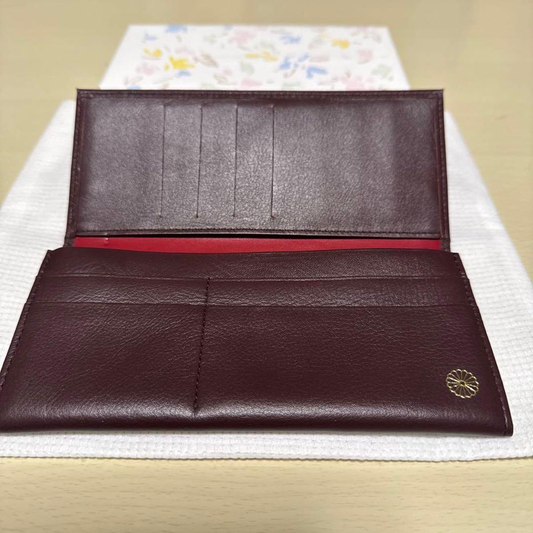 皇居限定特製長財布赤エンジバーガンディー大安吉日購入小銭入れがま口型押し札入れ