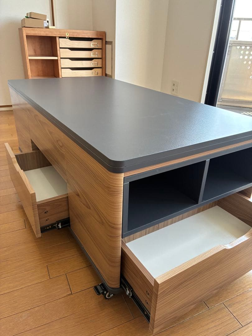 多機能 昇降式テーブル 収納付き キャスター付(トック)