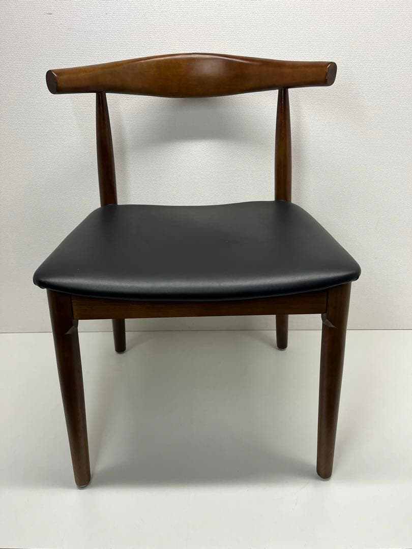 デザイナーズチェア 木製 ダイニングチェア ウッドチェア PU座面 ブラウン