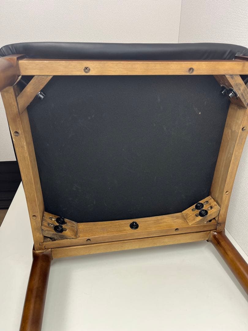 デザイナーズチェア 木製 ダイニングチェア ウッドチェア PU座面 ブラウン