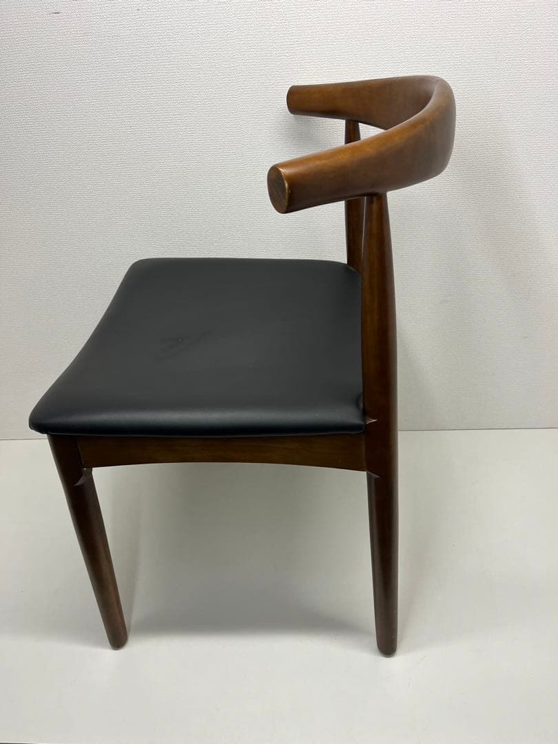 デザイナーズチェア 木製 ダイニングチェア ウッドチェア PU座面 ブラウン