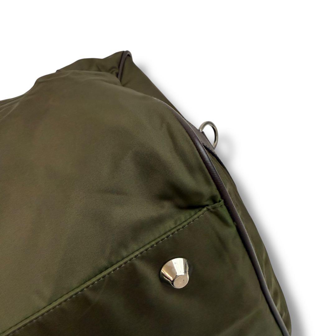 プラダ 1848 三角ロゴ　レザー ナイロン　ボストンバッグ　大容量