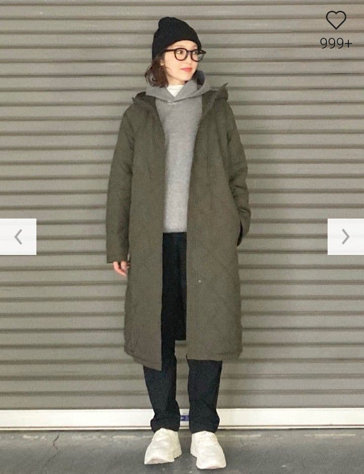 ユニクロ　パフテックロングコート リラックスフィット 　S　オリーブ