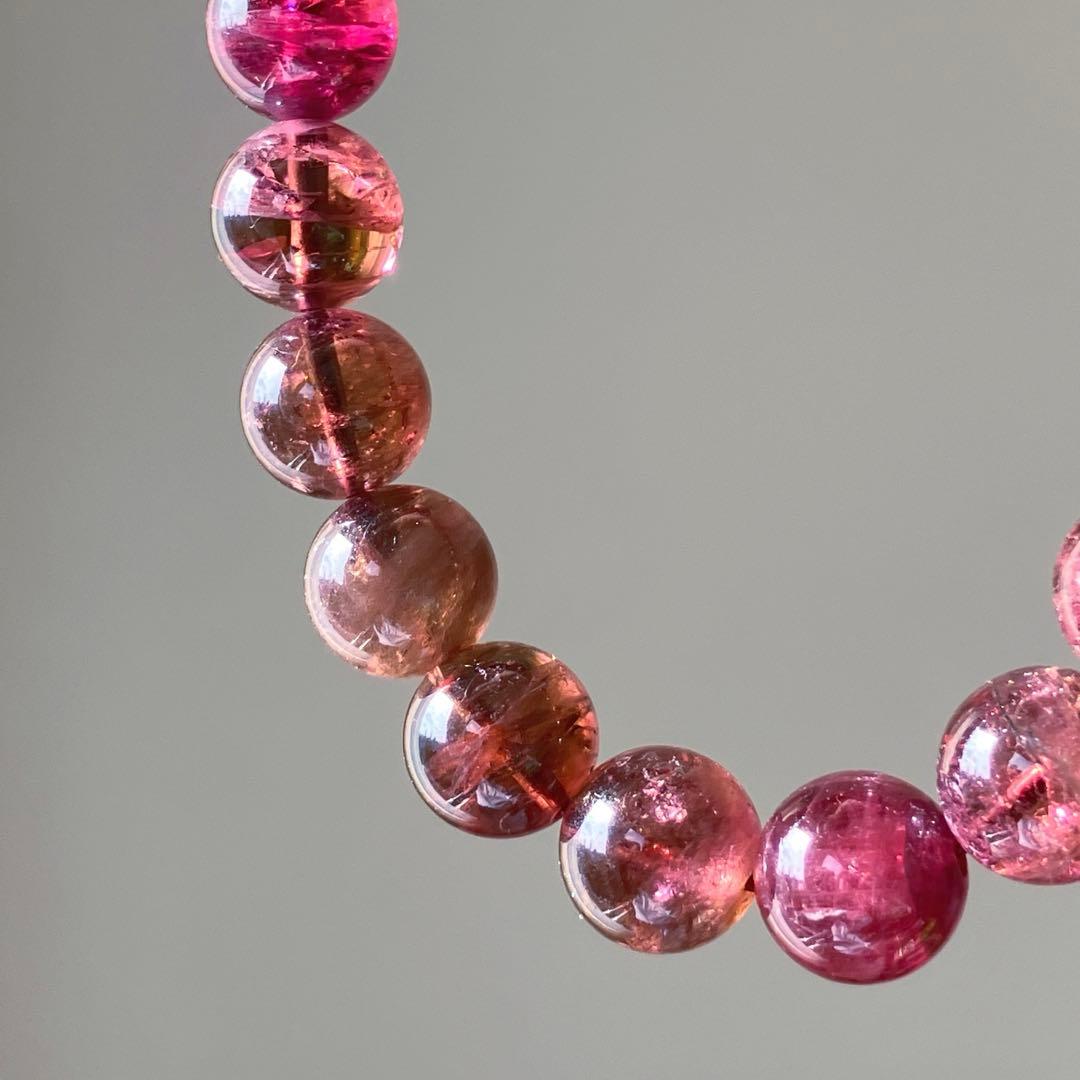 天然石 ルベライト ピンクトルマリン ブレスレット キャッツ 10ミリ玉 高品質