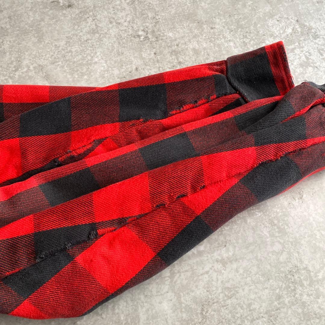 70s FIVEBROTHER キルティング ネルシャツ USA製 赤×黒 XL