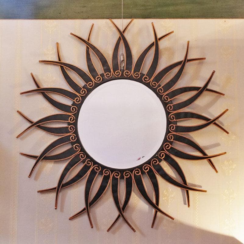 イタリア製 ブラックサン 壁掛けミラー 鏡 アイアン 120-323