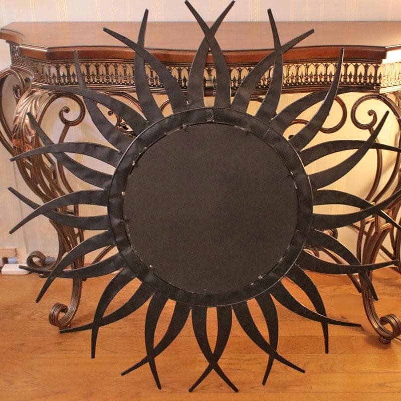 イタリア製 ブラックサン 壁掛けミラー 鏡 アイアン 120-323