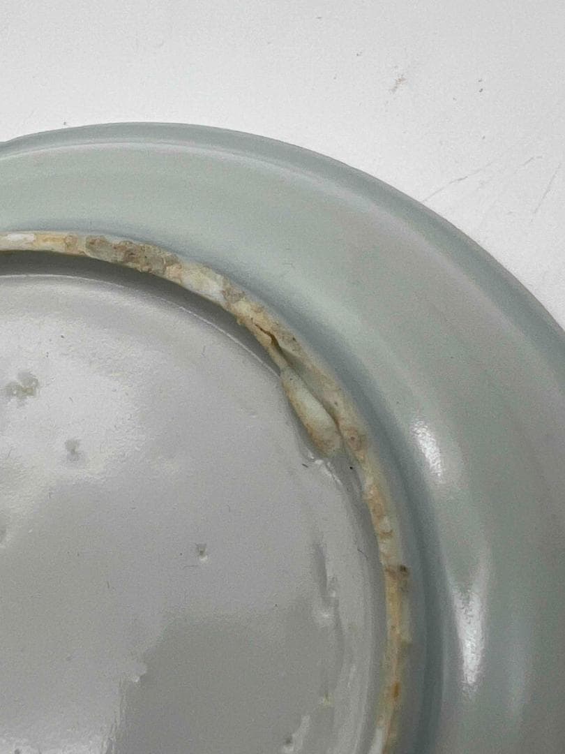 明時代　染付 青花蟹文盤一対　【希少貴重】【旧家蔵出し】　古染付皿(B-48)