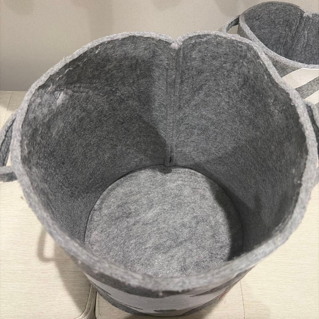 CUNE ウサギ フェルト製ラウンドボックス バケツ型収納ケース 大小2個セット