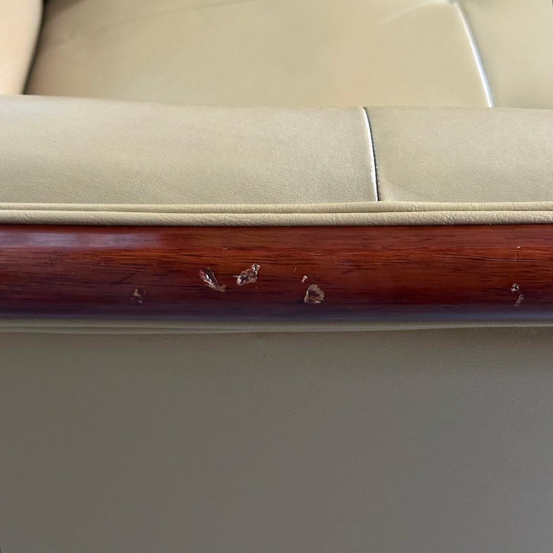 ✦昭和レトロ✦ミッドセンチュリー 1人掛けソファー木製フレーム ベージュ合成皮革