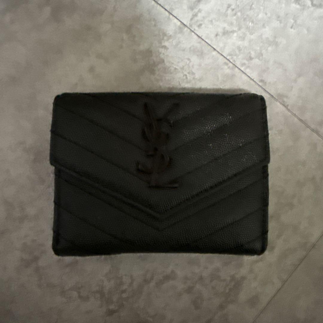 YSL ブラックレザー 三つ折り財布