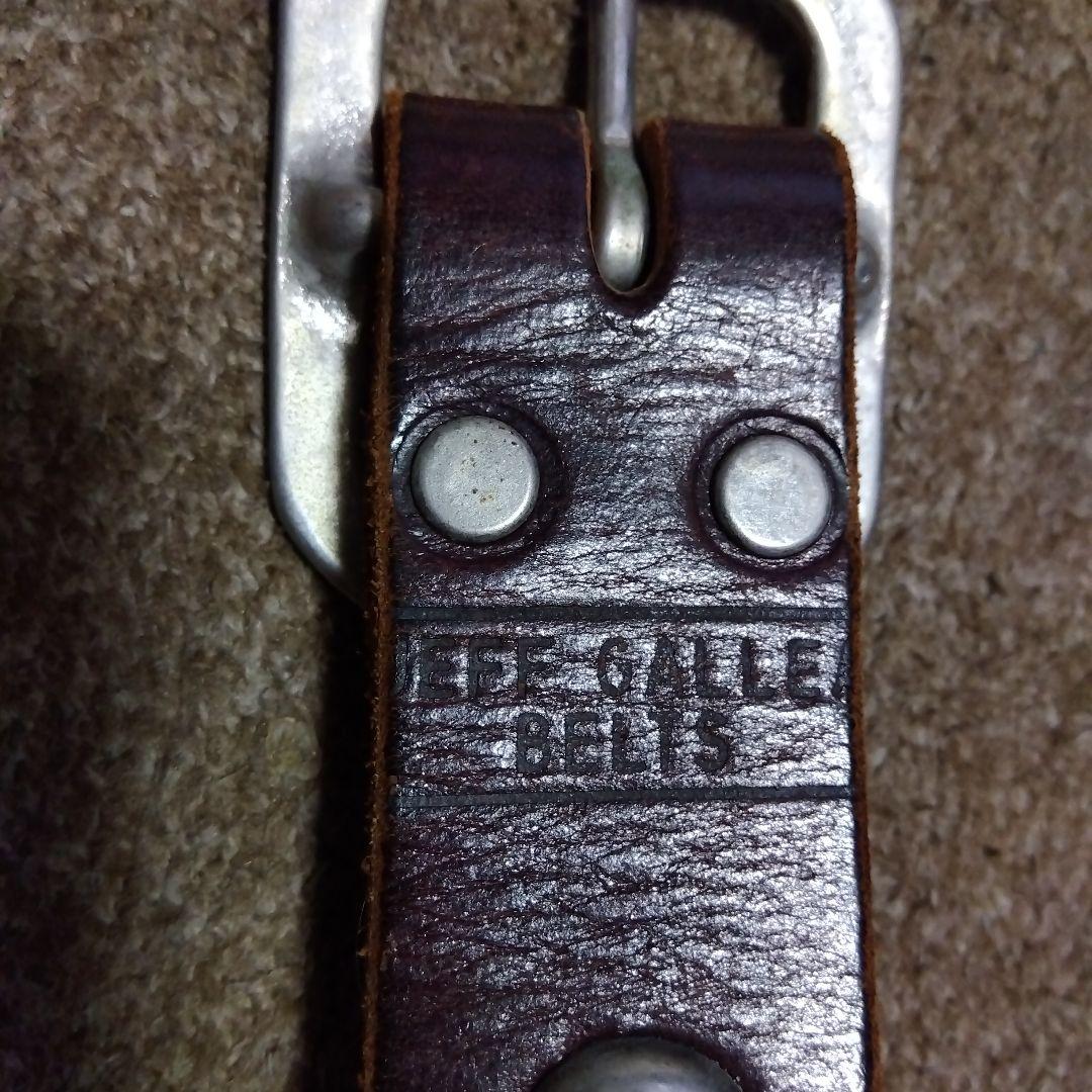 Mサイズ JEF GULLEA レザー スタッズベルト 茶芯