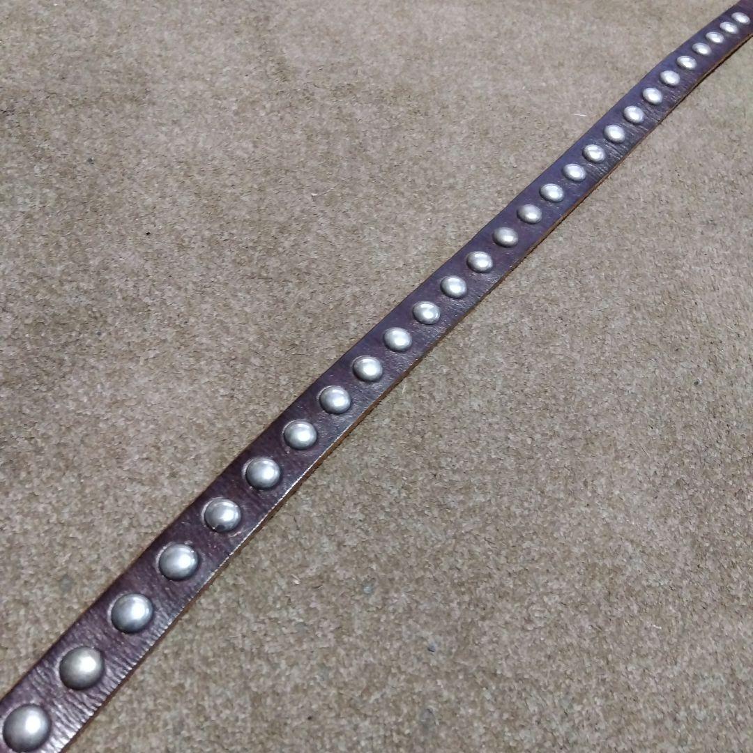 Mサイズ JEF GULLEA レザー スタッズベルト 茶芯