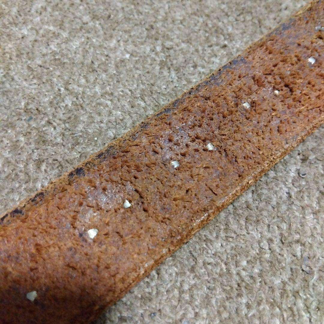 Mサイズ JEF GULLEA レザー スタッズベルト 茶芯