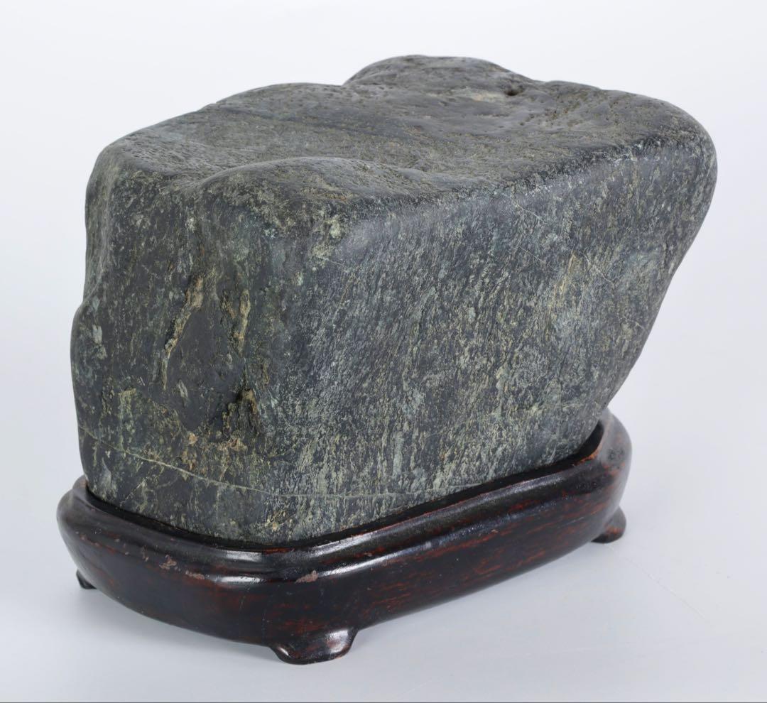 阿賀野川 水石 名石 台座付 4kg 鑑賞石 盆石 盆景 天然石 飾石 原石