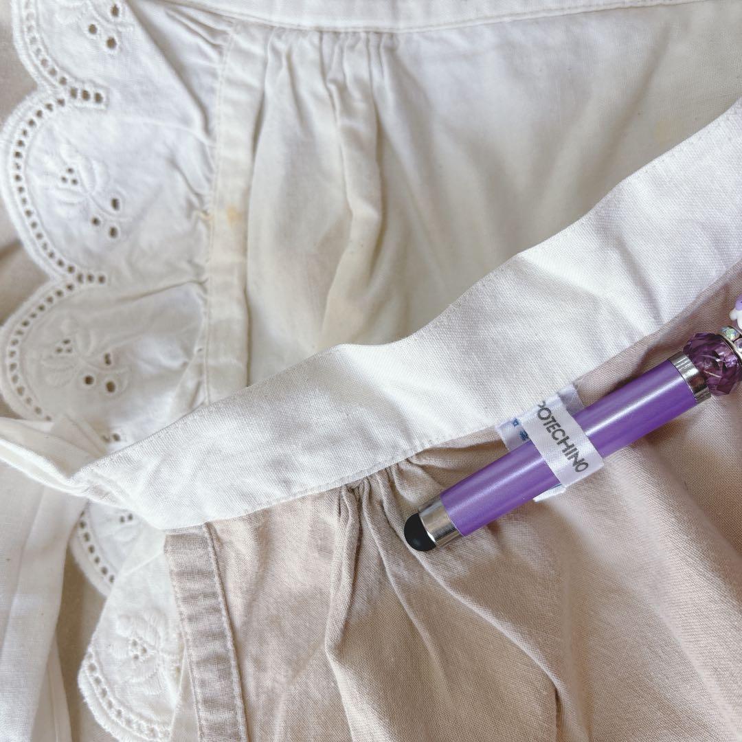 POTECHINO ポテチーノ 2段フリル お花モチーフ エプロン 前掛けレース