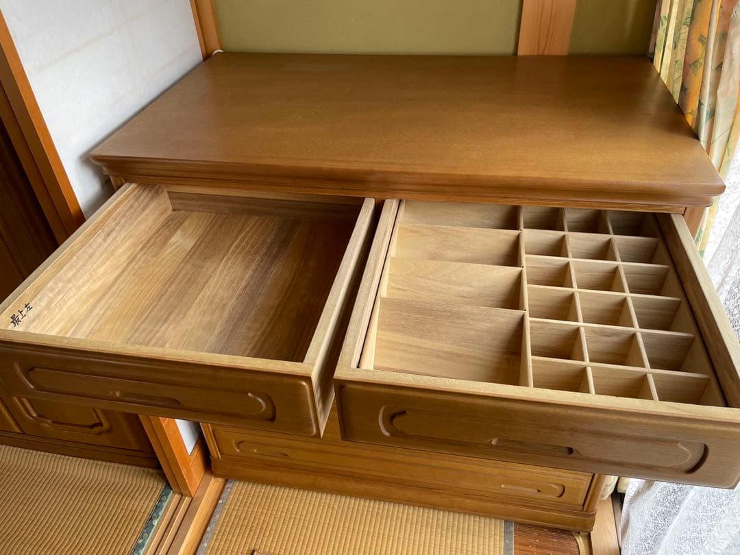 木目調 収納桐タンス 2段引き出し 5段