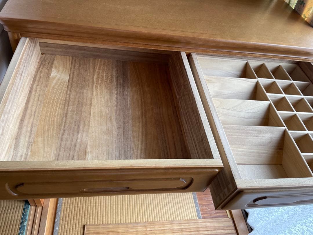 木目調 収納桐タンス 2段引き出し 5段