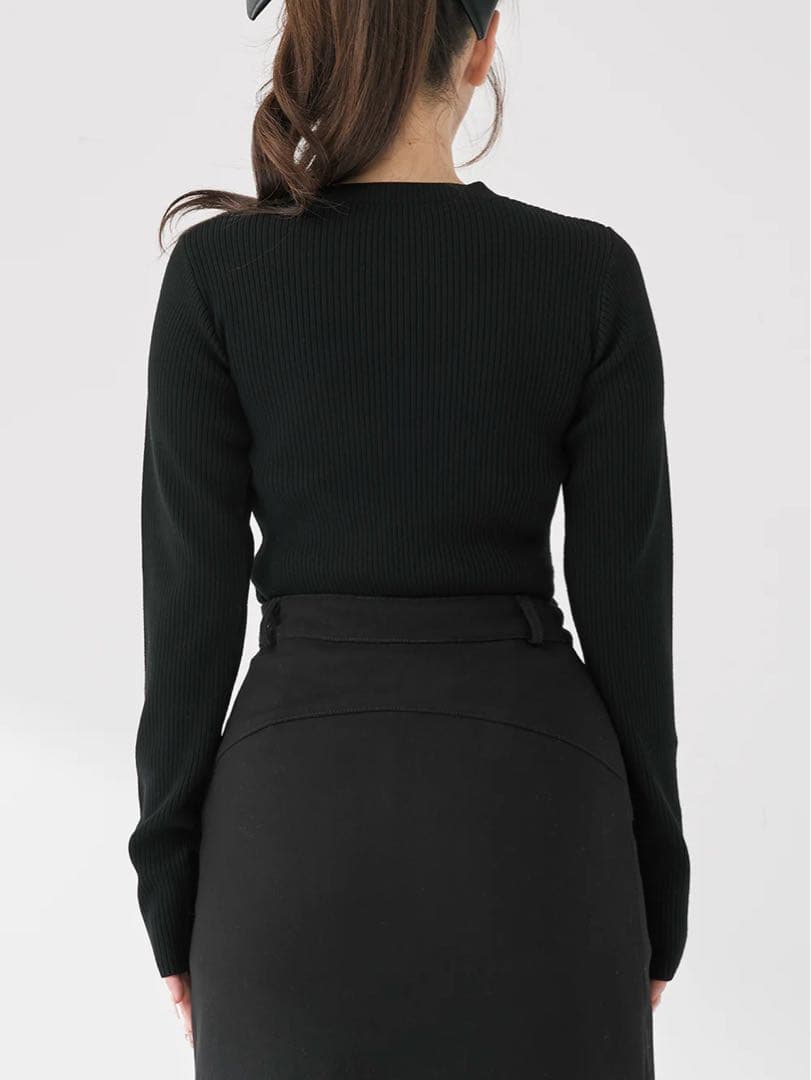 DRビジューフラワーリブニットトップス