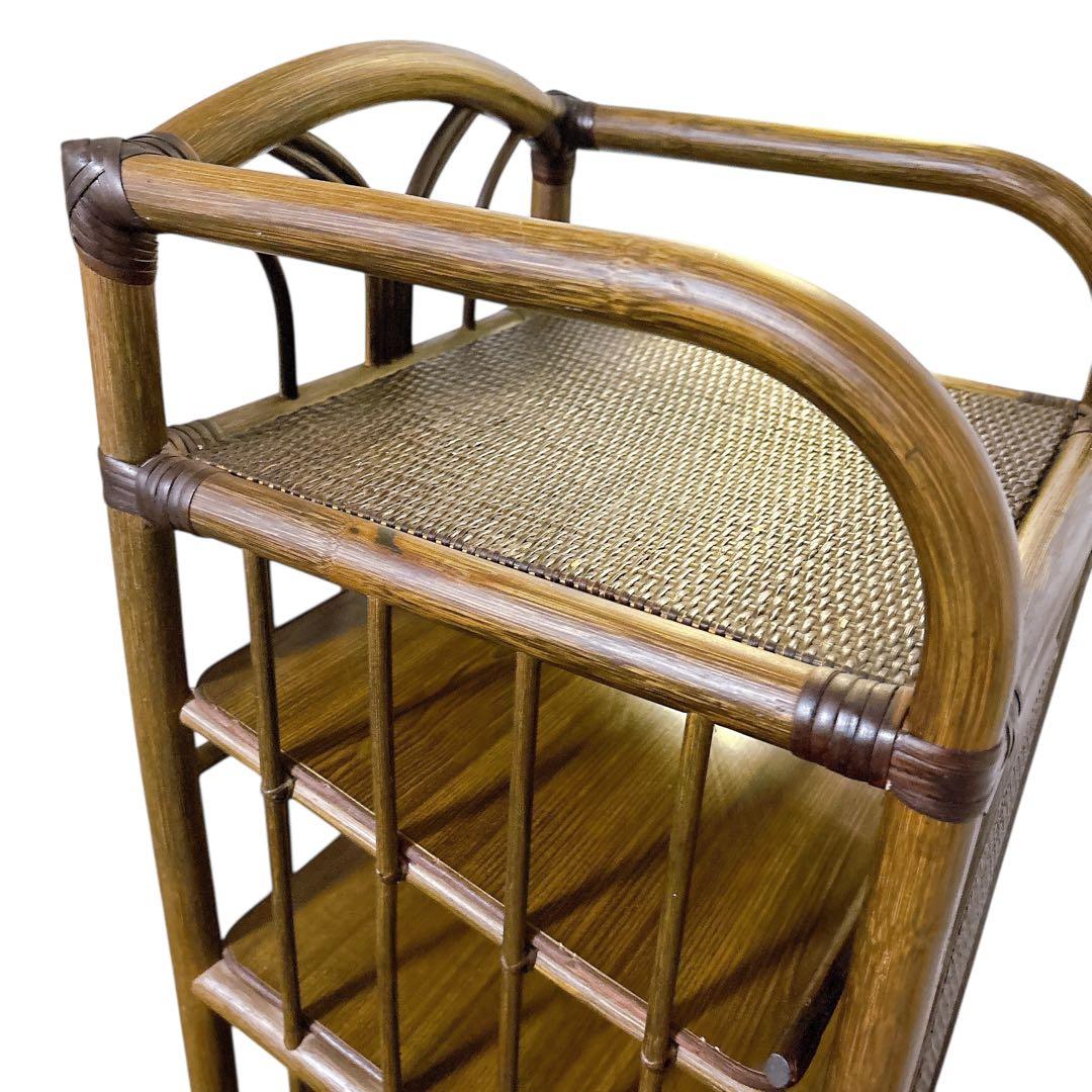 ラタン　家具 籐 シューズラック 靴箱　玄関　収納　6段 ブラウン インテリア