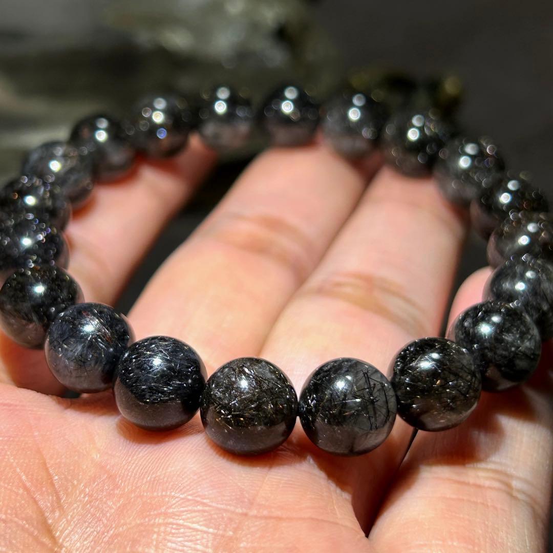 ♦︎別格高級品！プラチナ　ブラック　ルチル　ブレス　希少！財福大黒秘宝⑤