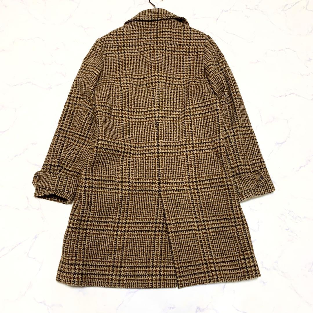 A.P.C アーペーセー 千鳥格子柄 ウールロングコート ブラウン S
